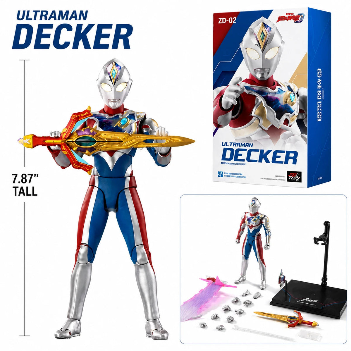 ZDToys Ultraman Decker Action Figure 8" Articulated Collectible Toy Model 07FC0E-D4 - KOEEK