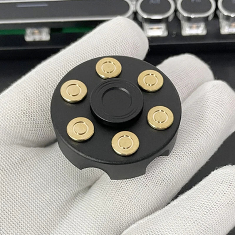 Revolver Finger Spinner Hand Fidget Pocket EDC Toy Spinning Top Brass Bullet 07FC0E-D4 - KOEEK