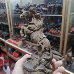 14cm Vietnamese Agarwood Carved Figurine Feng Shui Success Wealth Sculpture 07FC0E-D4 - KOEEK