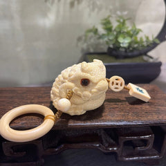 Solid Jade Bamboo Dragon Blood Gold Toad Bamboo Carved Handcrafted Amulet 07FC0E-D4 - KOEEK