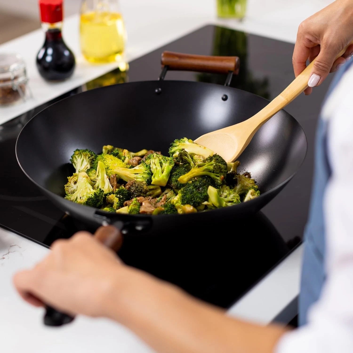 Classic Series 14-Inch Ceramic Nonstick Carbon Steel Wok 07FC0E-D4 - KOEEK