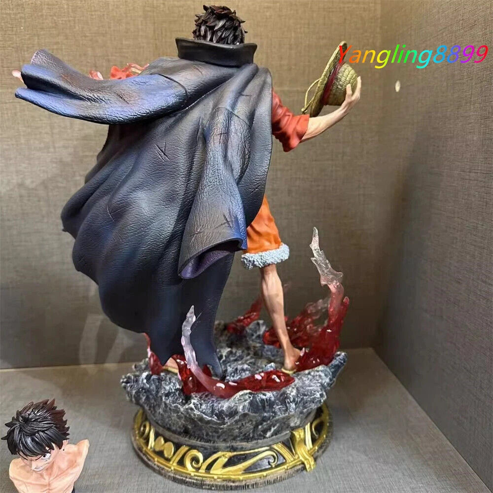 Anime Toy Monkey D. Luffy GK PVC Statue Model Figure w/ 2 Heads Fan Collect 40cm 07FC0E-D4 - KOEEK