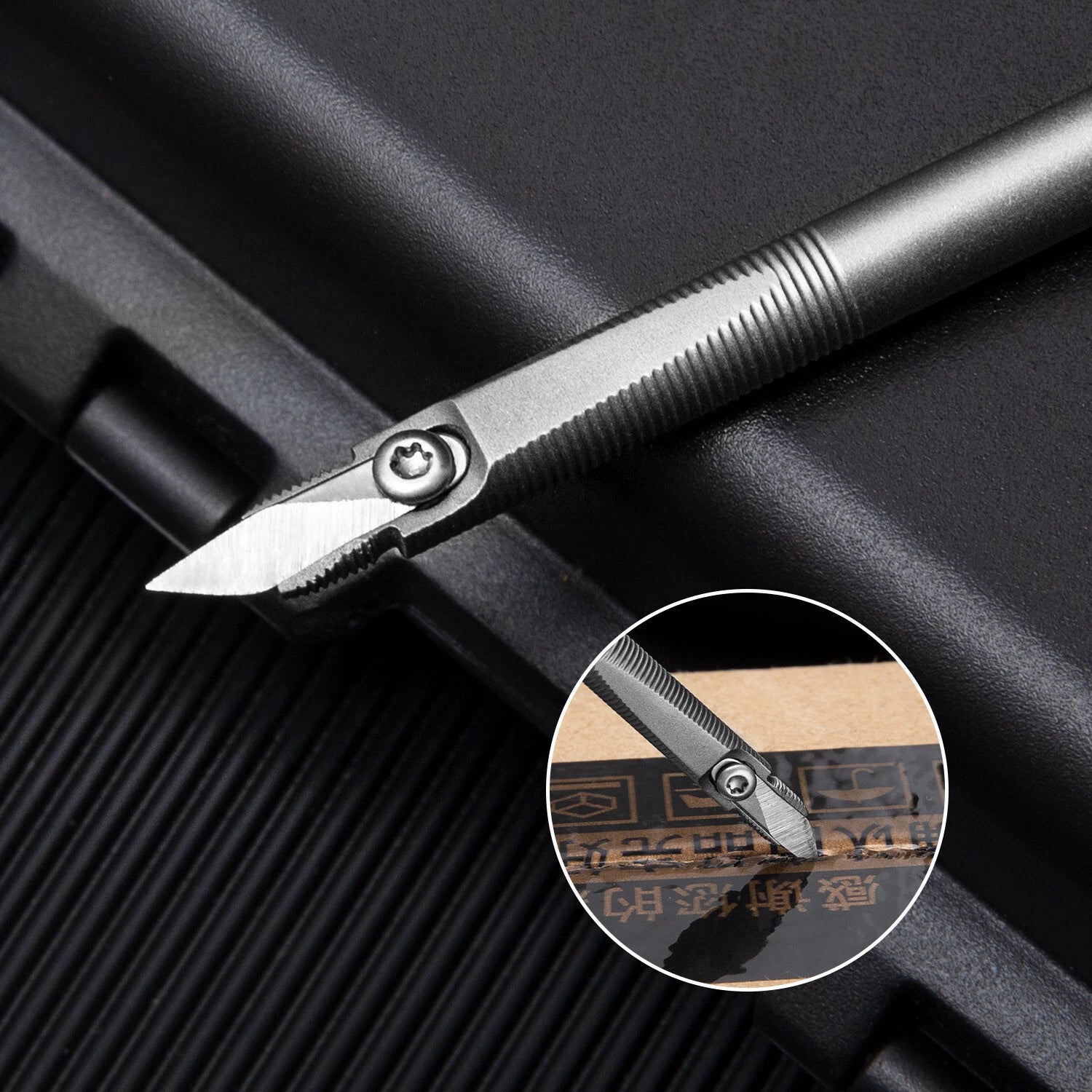 Mini Titanium Alloy Utility Pen Knife Keychain Portable EDC Blade Replaceable 07FC0E-D4 - KOEEK