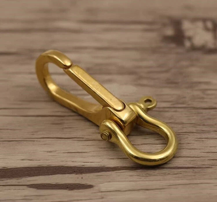 Brass Key Chain Ring Belt Snap Hook Clip + U Shackle For Fob Wallet Chain USA 07FC0E-D4 - KOEEK