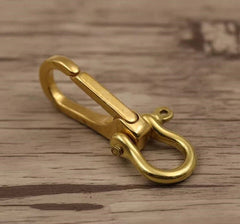 Brass Key Chain Ring Belt Snap Hook Clip + U Shackle For Fob Wallet Chain USA 07FC0E-D4 - KOEEK
