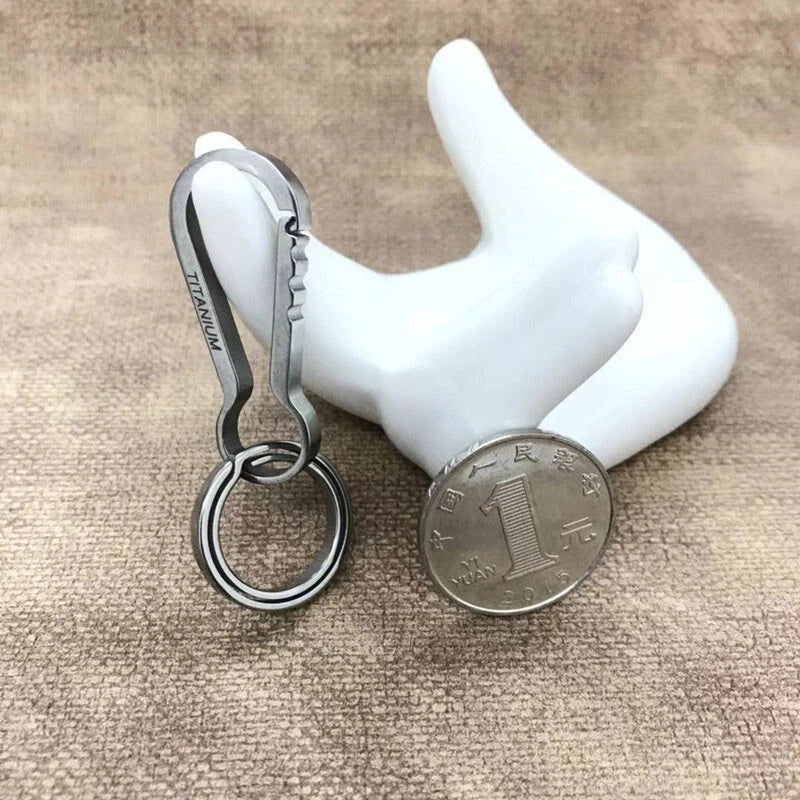 EDC Titanium Alloy CNC Carabiner Snap Keychain with Key Ring Hanging Accessories 07FC0E-D4 - KOEEK