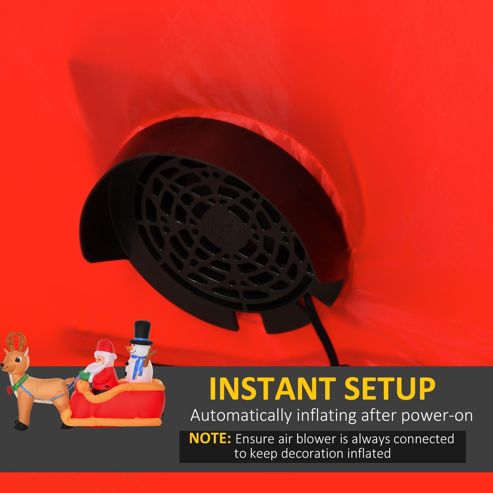 HOMCOM 6.5ft Christmas Inflatable Santa Claus on Sleigh Deer with LED Light HOMCOM - KOEEK