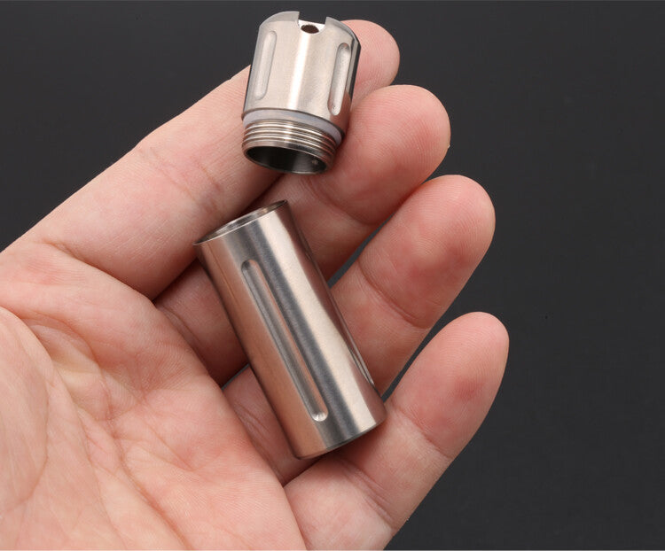 Waterproof canister pill Container Titanium EDC Emergency Key pendant Keychain 07FC0E-D4 - KOEEK