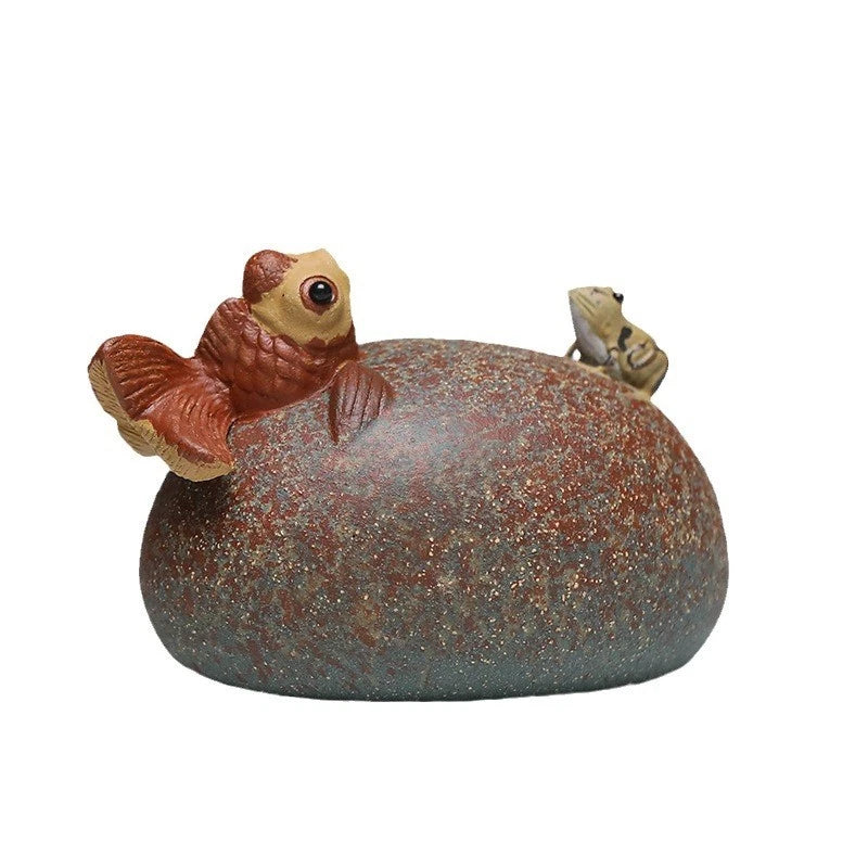 Zisha Tea Pet Clay Water Squirting Tea Play Frog Fish Home Ornament China Yixing 07FC0E-D4 - KOEEK