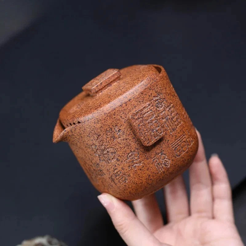 200ml Retro Yixing Purple Clay Handmade Teapot Hand Grab Pot Tea Kettle Teaware 07FC0E-D4 - KOEEK