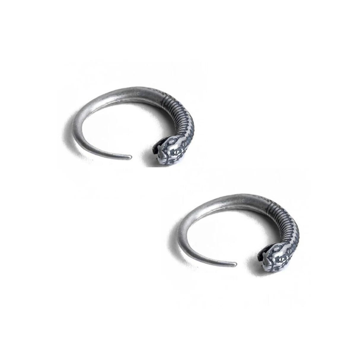 Hot 1 Pair Sterling Silver Snake Hook Stud Earrings for Biker Women Men 07FC0E-D4 - KOEEK