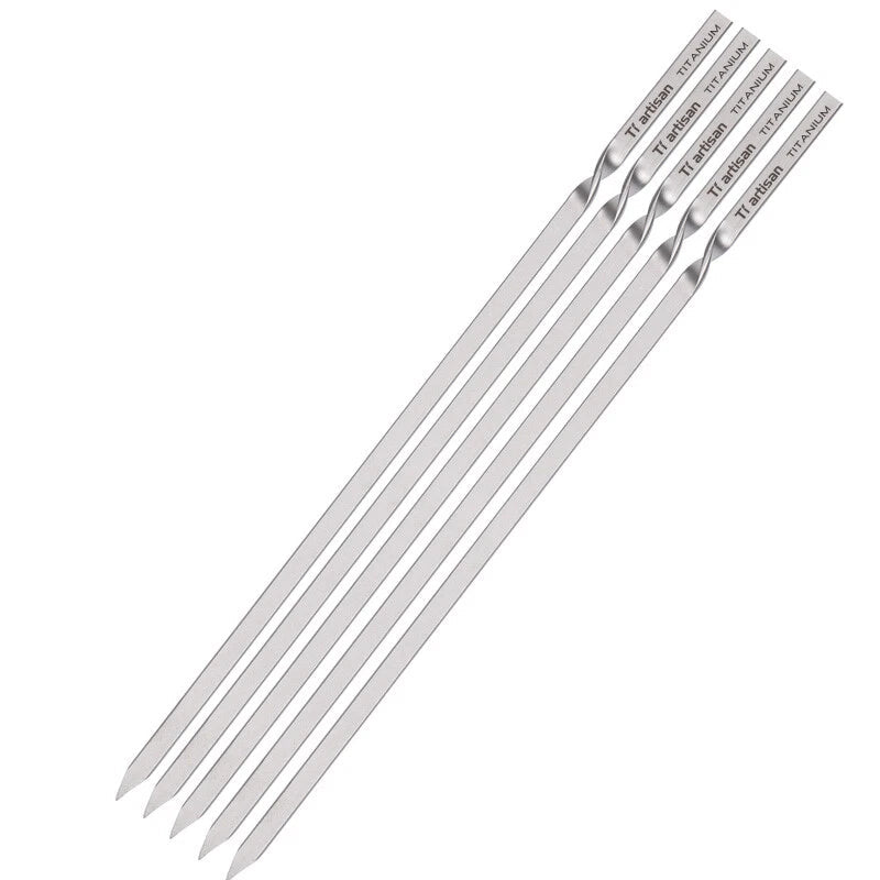5pcs Barbecue Skewer titanium Flat Grilling Skewers BBQ Needle Stick Barbecue 07FC0E-D4 - KOEEK