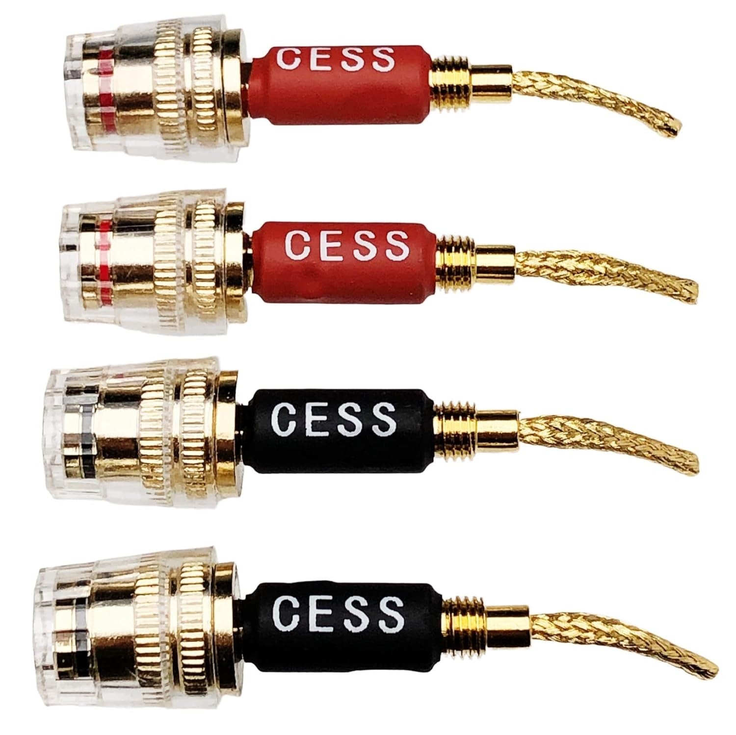 new CNCESS CESS-220 Pin Banana Plug to 4mm Female Jack/Speaker Black & Red 07FC0E-D4 - KOEEK