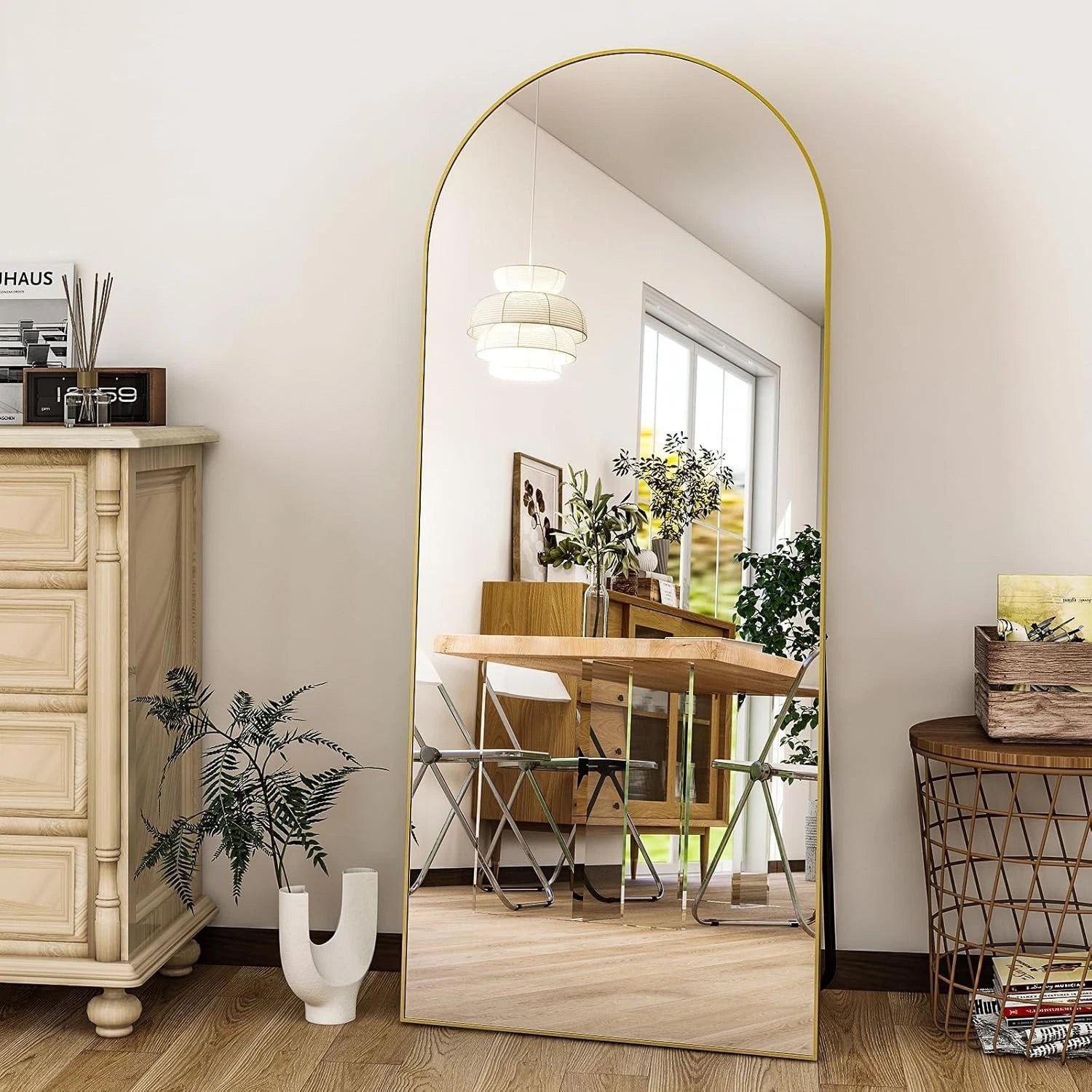 56"x21"Full Length Mirror Arch Floor Mirrors with Aluminum Alloy Frame 07FC0E-D4 - KOEEK