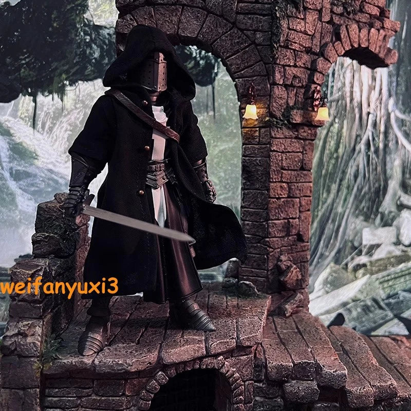 1/12 Black Wired Cloak Cape for 6" 7" Four Houseman Knight Warrior (No figure) 07FC0E-D4 - KOEEK