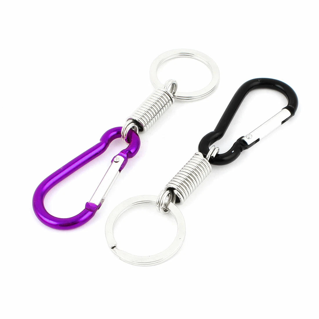 2pcs Black Purple Carabiner Clip Spring Loaded Keychain Keyring Key Holder 07FC0E-D4 - KOEEK