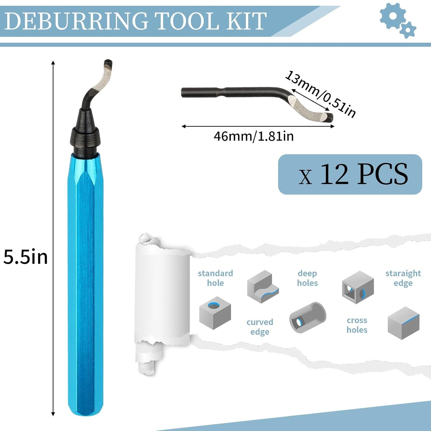 new Deburring Tool with 12 High Speed Steel Blades, 3D Blue 07FC0E-D4 - KOEEK