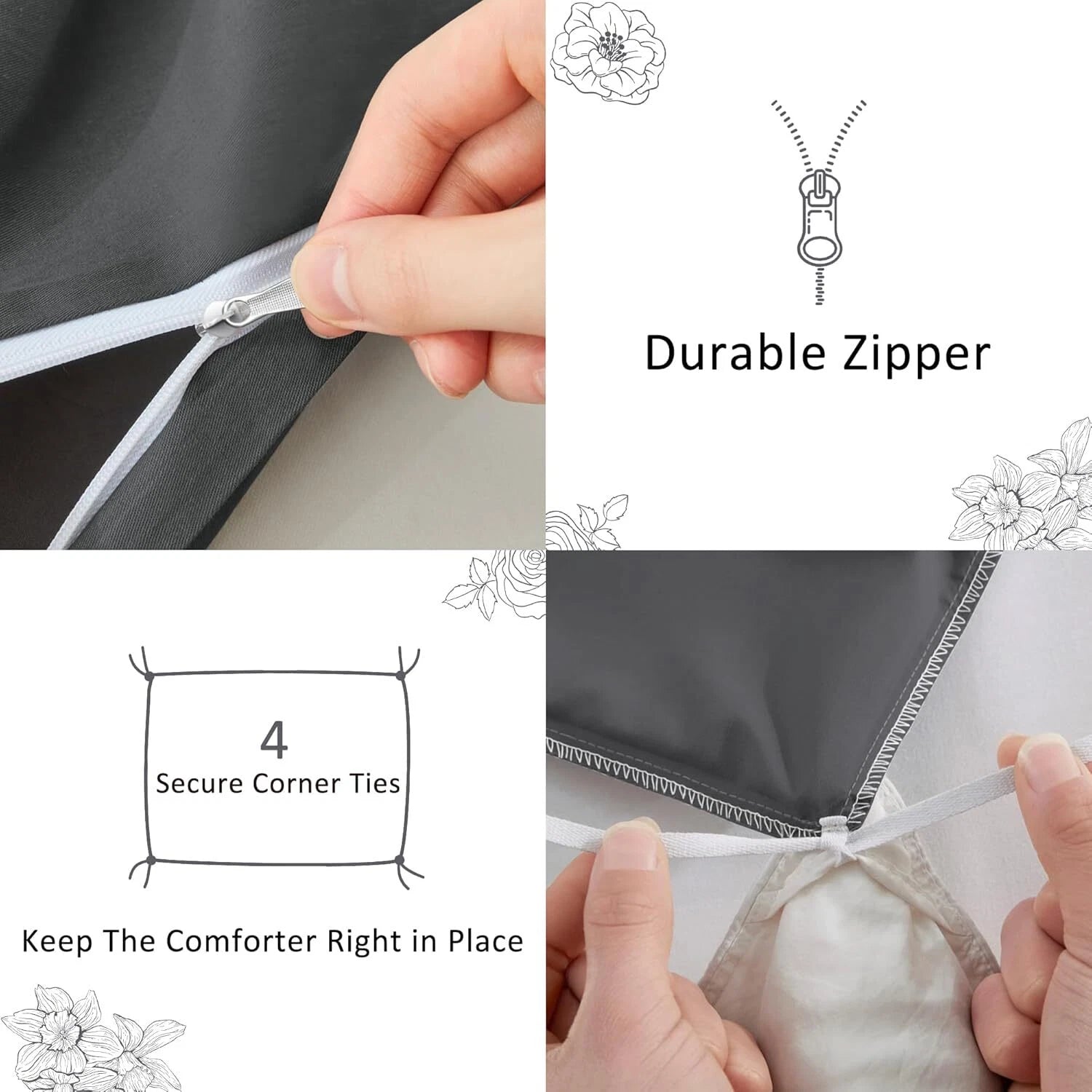 Duvet Cover Twin Size, 2 Pieces Bedding Duvet Cover Sets, Ultra Soft Breathable 07FC0E-D4 - KOEEK