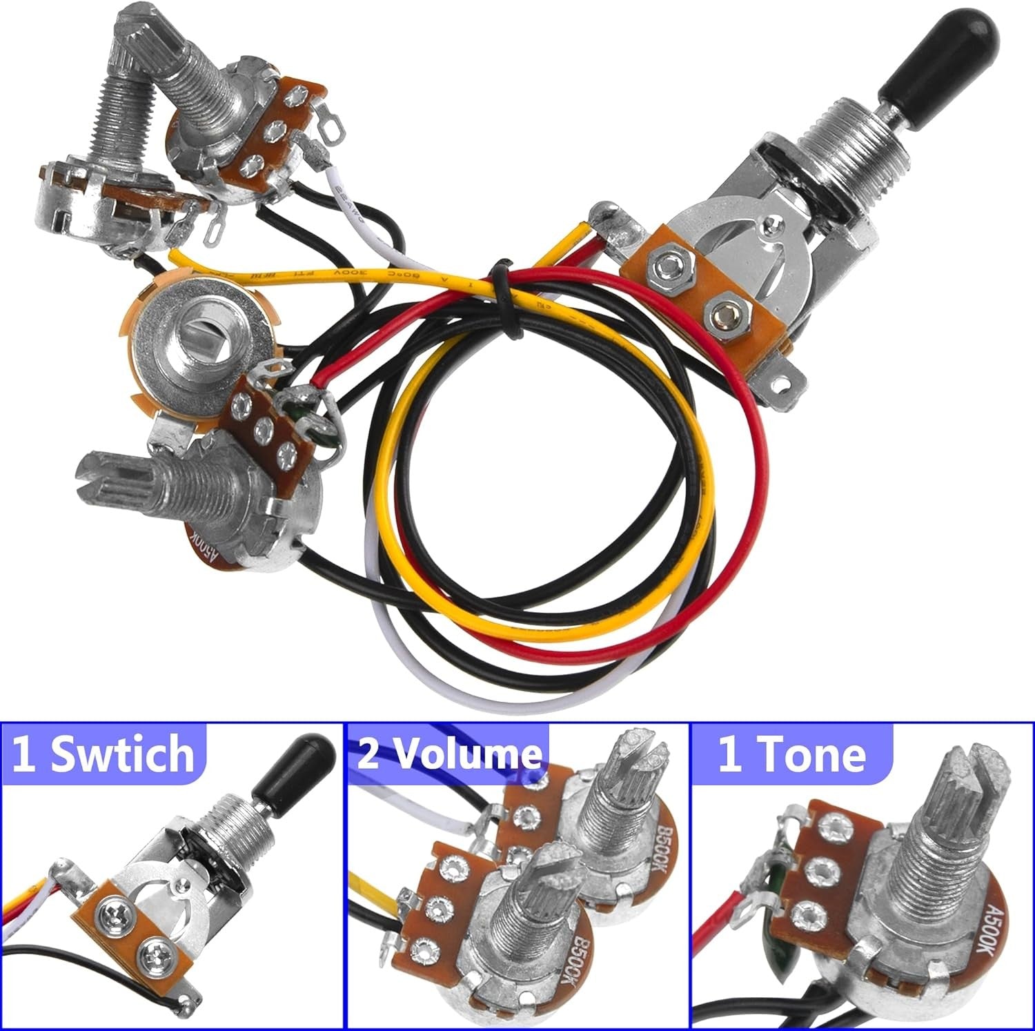 new 1Pcs Yootones Electric Guitar Wiring Harness Kit 2 Volume 1 Tone 3 Way... YOOTONES - KOEEK