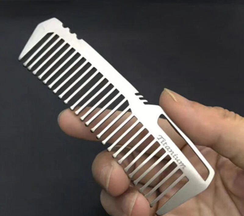 EDC TC4 Titanium Antistatic Comb Unique Fashion Pocket Comb Hair Beard Comb Gift 07FC0E-D4 - KOEEK