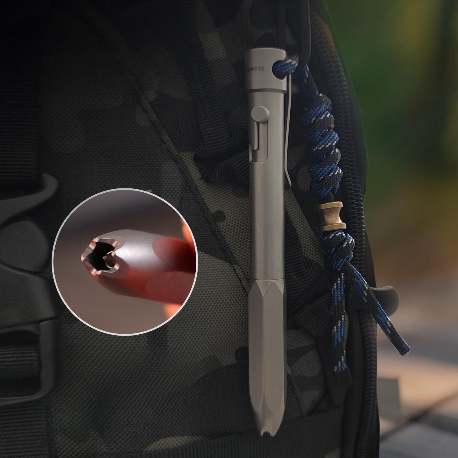 EDC Titanium Ballpoint Pen Signature Writing Pen Multifunction with Lanyard 07FC0E-D4 - KOEEK