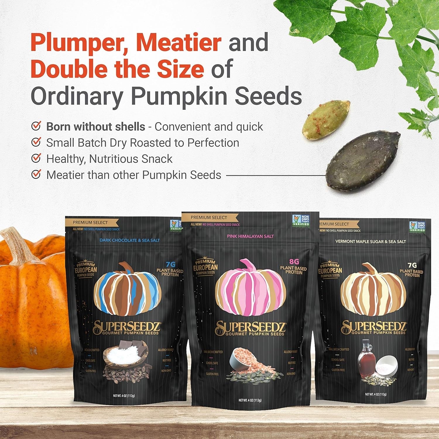 new SuperSeedz Dry Roasted Pumpkin Seeds - Dark Chocolate & Sea Salt Pepitas,...