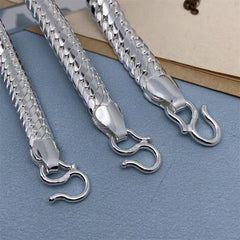 Pure S999 Fine Silver Chain 10mm 12mm 14mm Cuban Curb Link Bracelet 7.1-8.7inch 07FC0E-D4 - KOEEK