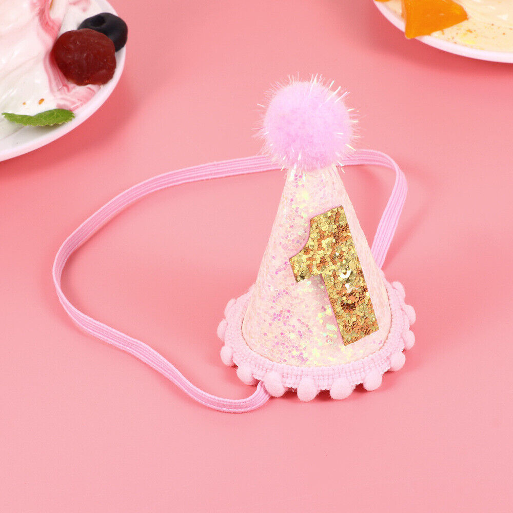 new 1st Birthday Headband First Birthday Party Hat Baby Shower Cone Hat koeek - KOEEK