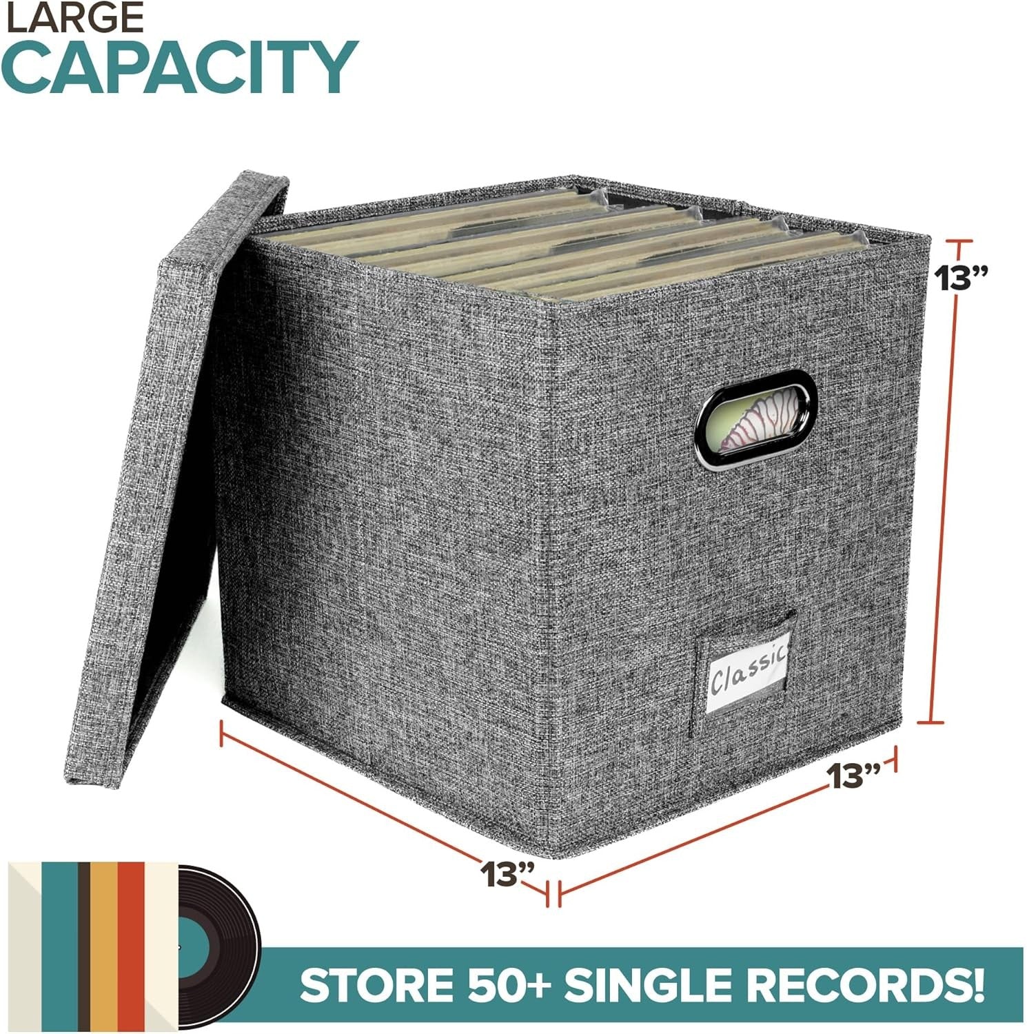 new Vinyl Record Storage Box for up to 50+ 12-Inch Albums, Records 1 Pack, Gray 07FC0E-D4 - KOEEK