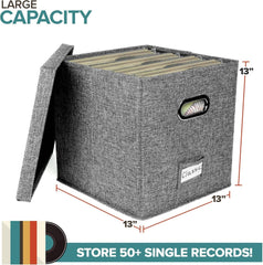 new Vinyl Record Storage Box for up to 50+ 12-Inch Albums, Records 1 Pack, Gray 07FC0E-D4 - KOEEK