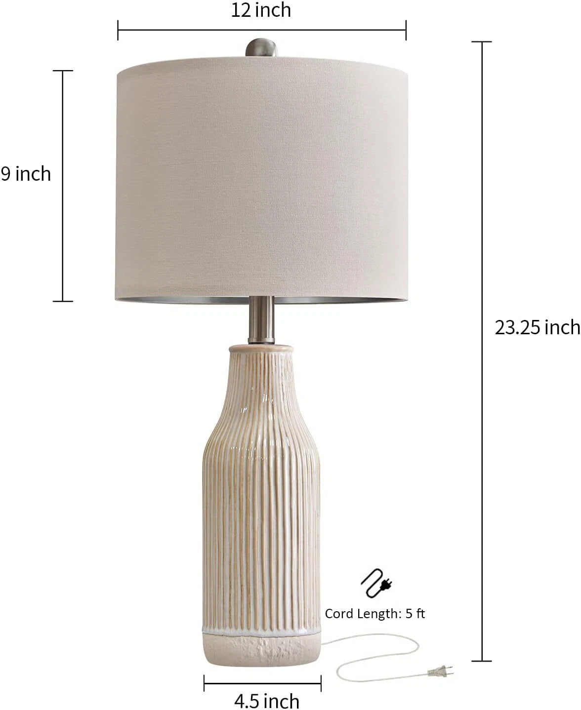 23.75-Inch Modern Ceramic Table Lamp (Set of 2), Nightstand Lamps 07FC0E-D4 - KOEEK