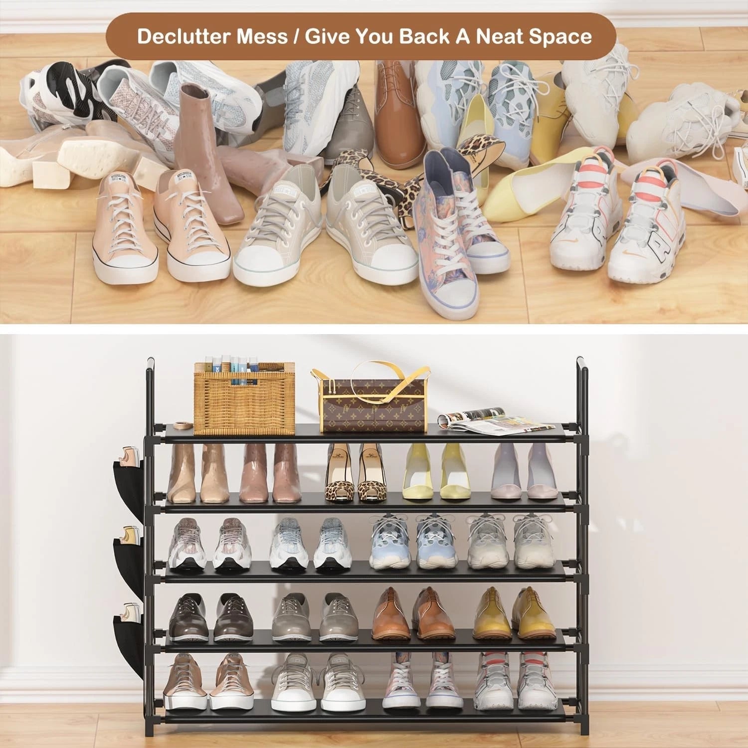 Shoe Rack 5 Tier Shoe Organizer Storage 20-25 Pairs Shoes Rack for Closet Shoes 07FC0E-D4 - KOEEK
