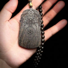 Nha Trang Agarwood Thousand Arm Guanyin Pendant Necklace Zodiac Sweater Chain 07FC0E-D4 - KOEEK