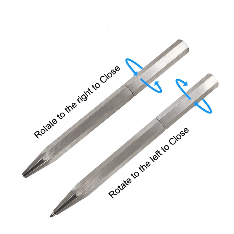 1PC Handmade Stainless Steel Hexagonal Rotate Style Ball Pen Write Signature Pen 07FC0E-D4 - KOEEK