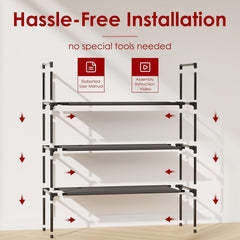 new Shoe Rack with Non-Woven Fabric - 3-Tier Organizer for X-Large, Black 07FC0E-D4 - KOEEK