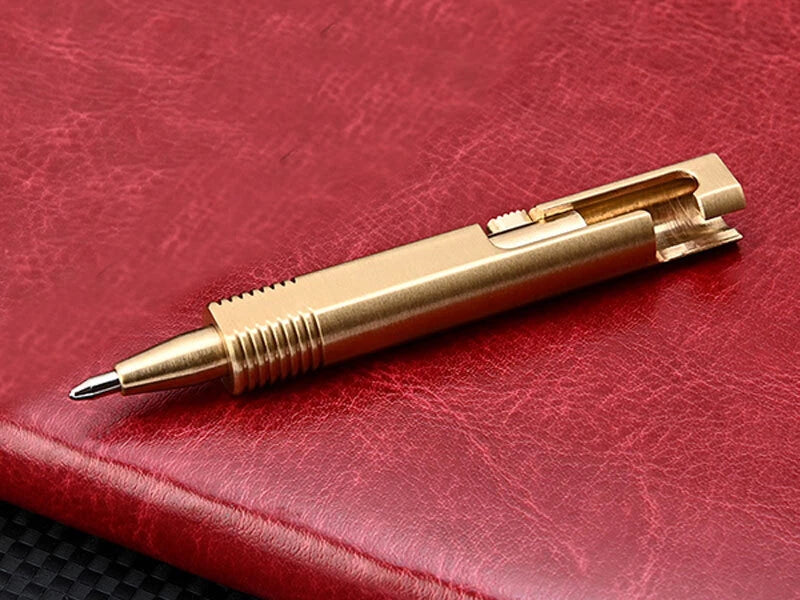 Mini Pocket Brass Bolt Action Ball Pen Portable Outdoor Camping EDC Tool Pen 07FC0E-D4 - KOEEK