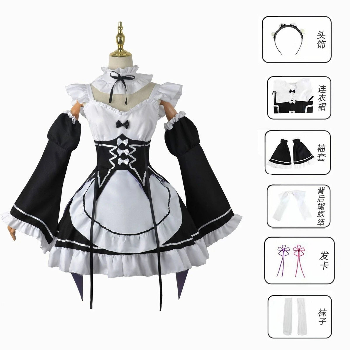 Re Zero Rem Ram Anime Women Outfit Hallowmas Party Cosplay Costume Dress Suit 07FC0E-D4 - KOEEK