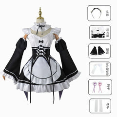Re Zero Rem Ram Anime Women Outfit Hallowmas Party Cosplay Costume Dress Suit 07FC0E-D4 - KOEEK