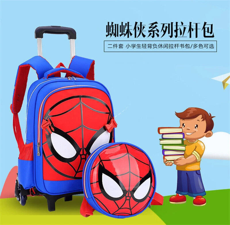 US Now!! Spider-Man Trolley Bag Dragging Backpack Junior High-capacity Christmas 07FC0E-D4 - KOEEK