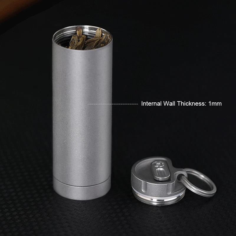Waterproof Titanium Medication Pill Container Box Bottle Case Keychain Holder 07FC0E-D4 - KOEEK