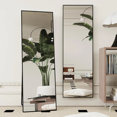 59"x16" Tall Full Length Mirror with Stand, Black Wall Mounting Full Body Mirror 07FC0E-D4 - KOEEK