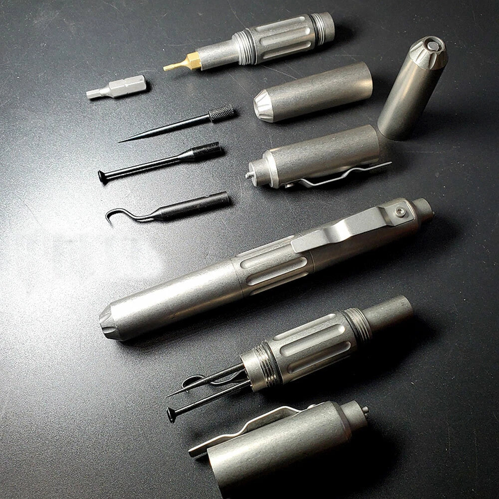 Solid Titanium Hook Screwdriver Bits Survival Outdoor Tactical Pocket EDC Tools 07FC0E-D4 - KOEEK