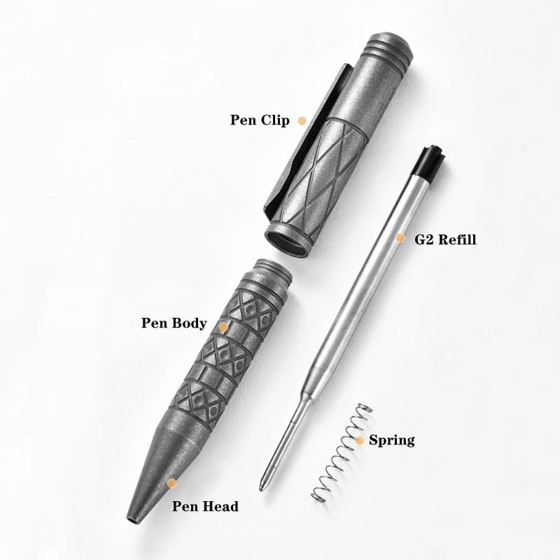 EDC Titanium Pocket Ball Pen Office Signature Working Stationery w/ 5 G2 Refills 07FC0E-D4 - KOEEK