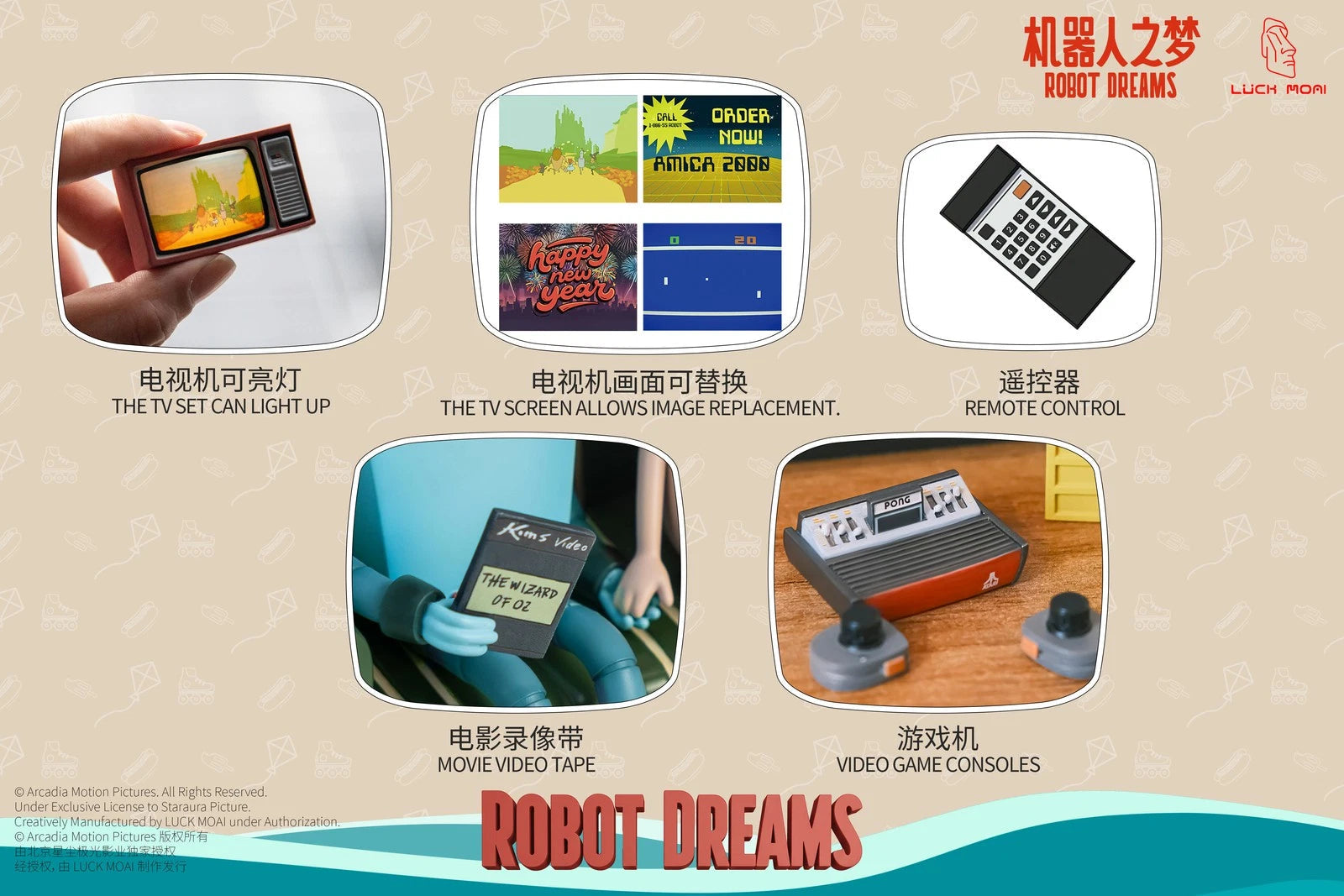 In Stock Official LUCK MOAI X Robot Dreams Collectible Figure Ornament Gift LUCK_MOAI - KOEEK
