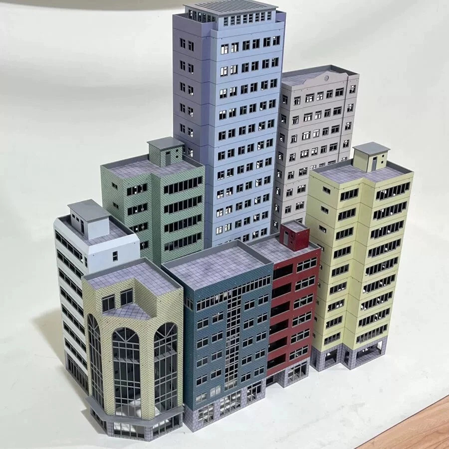 1: 87 Building High rise City Scene Model Train Railway Modern Office Kit Toy 07FC0E-D4 - KOEEK
