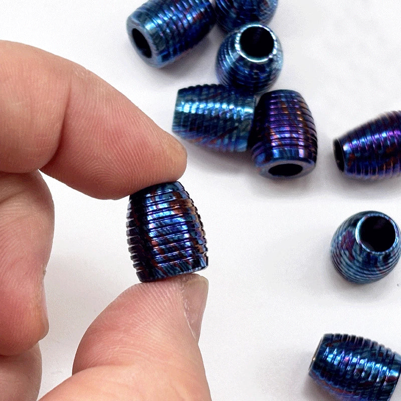 Titanium Damascus Parachute Bead Necklace Bracelet Pendant Knife Lanyard Bead 07FC0E-D4 - KOEEK