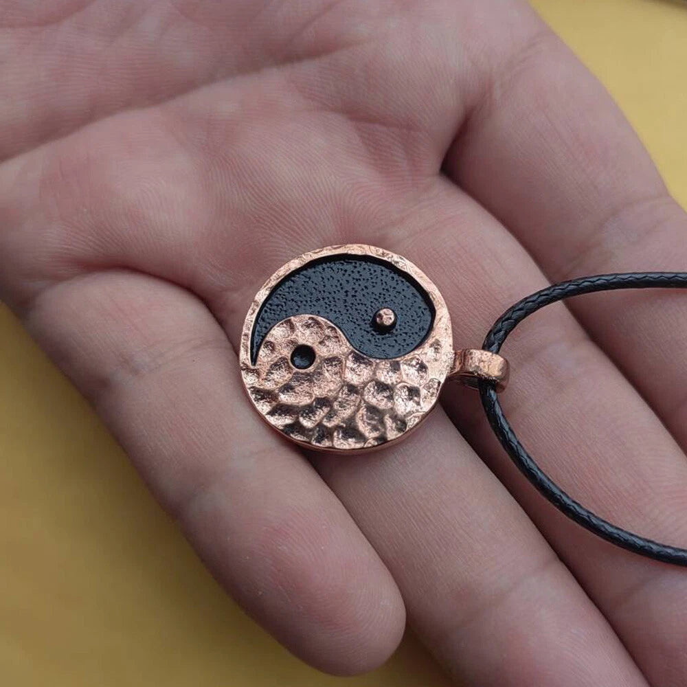 Vintage Ancient Looking Yin Yang Necklace Charm Pendant Necklaces for Women Men 07FC0E-D4 - KOEEK