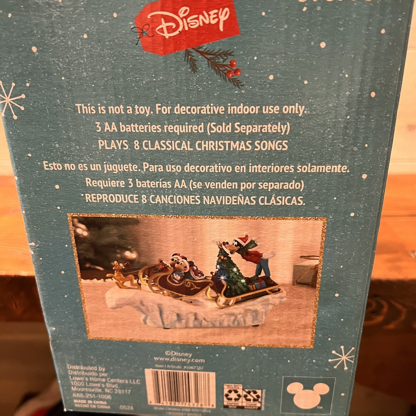 Disney Christmas Holiday Musical Sleigh Mickey Minnie Goofy Pluto 8 Songs Lights DISNEY - KOEEK