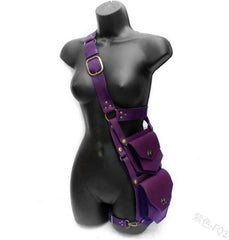 PU Leather 2021 Medieval Warrior Metal Crossbody Leg Bag Cosplay Double Bag 07FC0E-D4 - KOEEK