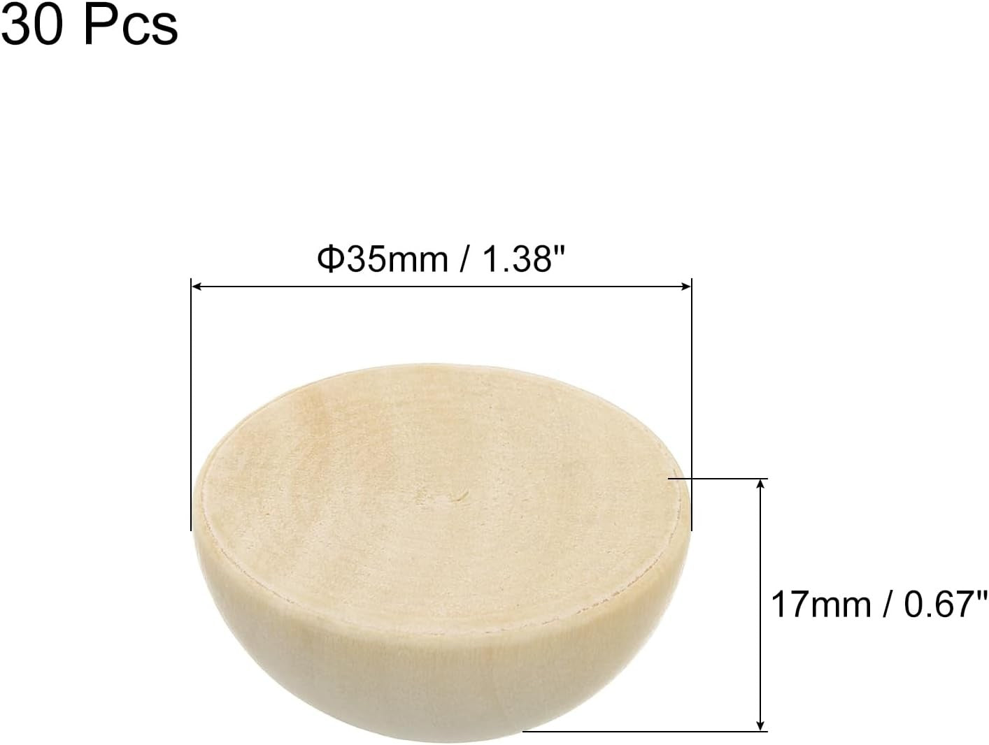 new uxcell 30Pcs Half Wood Beads, 35mm Unfinished Hemisphere Balls Round UXCELL - KOEEK